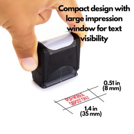 Self Inking Rubber Stamp, Refillable Red Ink Preinstalled - 1.4" x 0.51" X (35 x 8mm) (for Mobile Deposit Only)