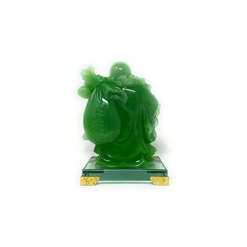 HOULU 8 inch Laughing Buddha Statue for Home Decor, Green