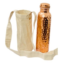 Artisan Copper Water Bottle (32oz/1000 ml) W/Carrying Bag Solid Copper Handcrafted Bottle Travel Water Bottle for Office,Outdoor,Home and Gifting