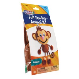 Creativity Street Felt Sewing Animal Kit, Monkey, 6.5" x 10.5" x 1", 1 Kit