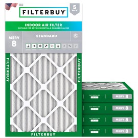 Filterbuy 17.25x26x2 Air Filter MERV 8 Dust Defense (5-Pack), Pleated HVAC AC Furnace Air Filters Replacement (Actual Size: 17.25 x 26.00 x 1.75 Inches)