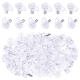 Swpeet 120Pcs 5mm Clear Shelf Pins, Transparent Plastic Cabinet Support Pegs Book Bracket Shelf Pegs Pins for Furniture Shelves Bracket Entertainment Centers