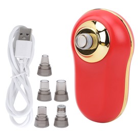 Blackhead Removal Machine Electronic Face Pore Cleaner Vacuum Suction Cosmetic InstrumentRed with 5 Suction Heads