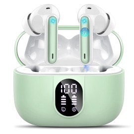Wireless Earbuds, Bluetooth 5.3 Headphones In Ear with 4 ENC Noise Cancelling Mic, 40H Playtime Bluetooth Earphones, Mini Deep Bass Stereo Ear Buds, IP7 Waterproof Wireless Headphones, LED Display