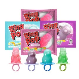 Easter Ring Pops - Festive Bunny & Chick Shapes - Assortment of Classic Ring Pop Flavors - Gift Pack of 4 Pops By Lyza's Sweets & Treats