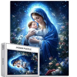 Madonna Holding Baby Jesus 1000 Piece Jigsaw Puzzles for Adults 27×20 Inches Theotokos Puzzles Virgin Mary Puzzle Colorful DIY Puzzles for Home Decoration Gifts Family Puzzle Perfect for Game Nights