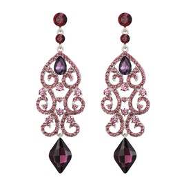 EVER FAITH Women's Earrings Rhinestone Crystal Wedding Art Deco Floral Chandelier Ear Jewellery Clear Silver Tone, Crystal