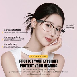 Yosugar Bluetooth Glasses,Smart Glasses for Men Women,Open Ear Speasker with Mic,15min Fast Charging,Voice Assistant (Clear Lens)