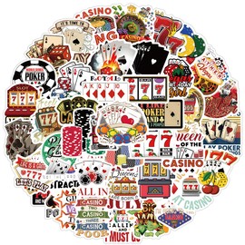 60pcs Cartoon Casino Sticker Entertainment Props Colorful Paper Card Sticker Casino Theme Party Sticker Used for Laptops, Mobile Phones, Guitar Toys, Motorcycle Envelope Decoration