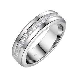 SweetJew Mens Rings 925 Sterling Silver Rings For Men 1ct 13 Round Cut AAAAA Cubic Zirconia Mens Wedding Band Promise Rings For Him 10.5