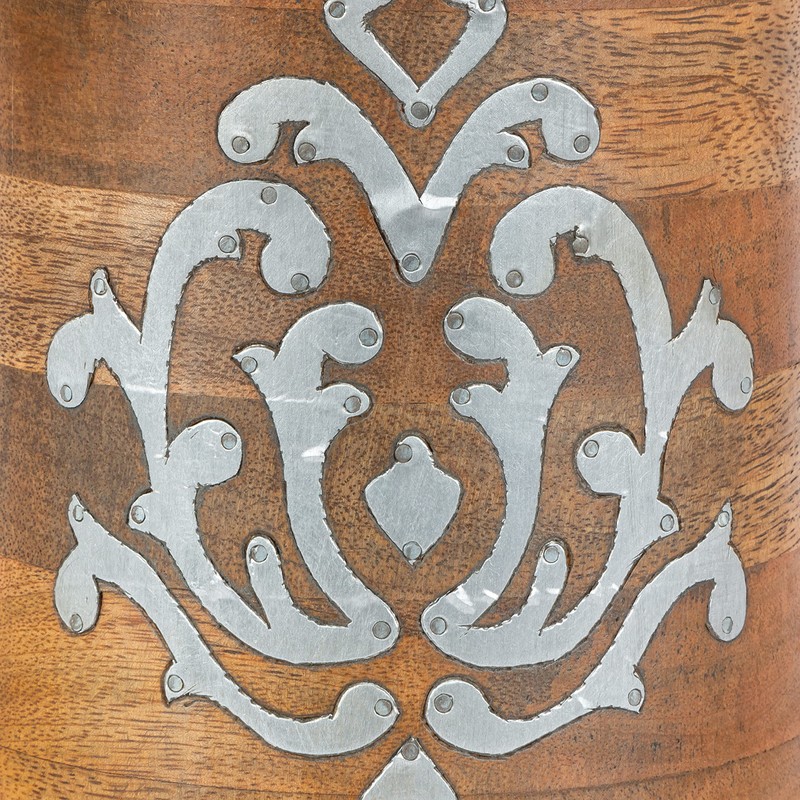 8.25-Inch Tall Wood and Metal Inlay Heritage Collection Utensil Holder