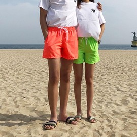 Unisex Couple Beach Board Shorts & Swim Pants Summer Vivid Beach Pants Khaki M