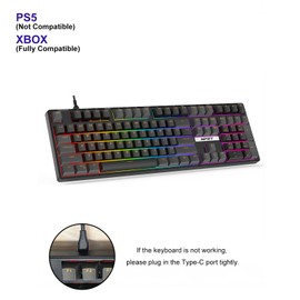 NPET CR108 108 Key RGB Gaming Mechanical Keyboard with Hot Swappable Linear Red Switches, 4 Custom Hotkeys, Anti-Ghosting and Per Key Backlit, Full Size Wired Keyboard for PC(Black)