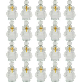 ZPOYOT 20 Set Holy Water Bottles 50ml Catholic Christian Glass Bottles With 20Pcs Cross Lapel Pins 20Pcs Lace Bow for Holy Communion Gifts Empty Container for Church Wedding Party Favors Gift Set