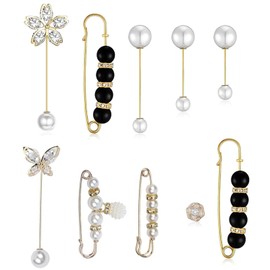 SURALIN Spilla di Perle Spilla Donna Clip Spille per Scollatura Spille da Balia per Cardigan Donna Bottoni Gioiello Spille Gioiello per Vestiti Spilla Pack of 10, Shell