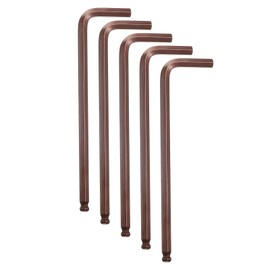 sourcing map 5pcs Ball End Hex Key Wrench 1/4" SAE S2 Steel Long Arm L-Shape Hexagon Wrenches Repairing Tool for Home Bike Motorcycle Repair, Red Brown