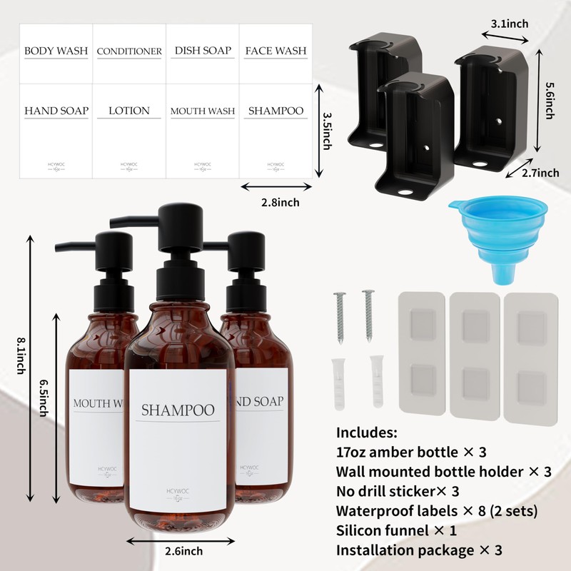 HCYWOC Shampoo and Conditioner Dispenser, Shower Soap Dispenser with 16