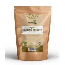 Natures Root Organic Siberian Ginseng Powder 250g - Boost Stamina & Immunity | Vegan | Non GMO | Raw