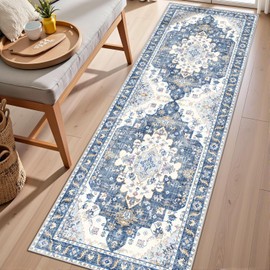 Roseek Rug Runners for Hallways Non Slip 2x6, Kitchen Rugs with Rubber Backing, Washable Vintage, Boho Area Rug for Living Room, Low Pile Distressed Rugs Carpet Runners for Bedroom, Entryway, Laundry