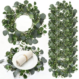 Gandeer Wedding Placemats Set of 6 Artificial Eucalyptus Leaves Place Mats Circular Fake Greenery Wreath Dining Table Mats for Spring Summer Holiday Kitchen Front Door Porch Wall Decor