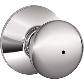 Schlage F40 PLY 625 Plymouth Door Knob, Bed & Bath Privacy Lock, Bright Chrome