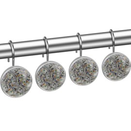 Pile of Us 100 Dollar Bills 12 Pack Shower Curtain Hooks Decorative Shower Curtain Hook and Ring Set ABS Resin Anti-Rust Bathroom Curtain Rings