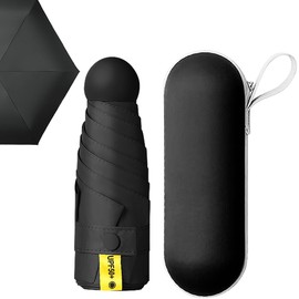 MXHIGO Mini Paraguas de Bolsillo para Lluvia y Sol, Sombrilla Plegable con Protección UV, con 6 Varillas, Ligero y Portátil, Mini Paraguas Plegable con Estuche, Ideal para el Uso Diario y los Viajes