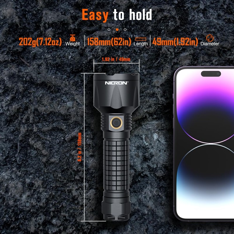 NICRON B66 Flashlights High Lumens Rechargeable, 4300 Lumens Super Bright