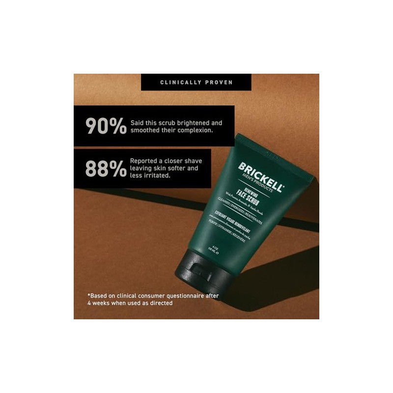 Brickell Men's Products Renewing Face Scrub, 4 Ounce