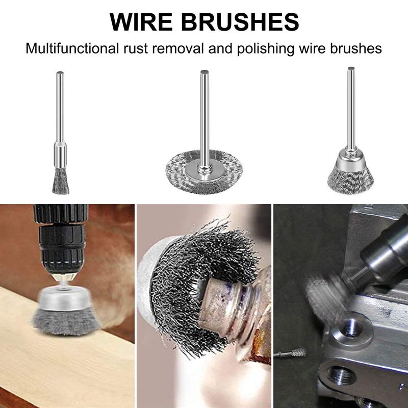 45 Wire Brush Set, Cup Brush, Drill, Stainless Steel Brush
