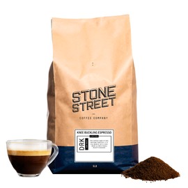 Stone Street Knee Buckling Espresso Coffee, Ground, High Caffeine Blend, Dark Roast, 5 LB