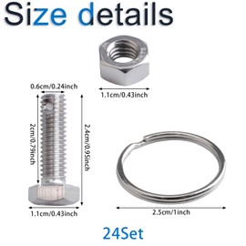 INCREWAY M6 Bolts with Nuts Screw Kits, 24 Set Greenhouse Bolts and Rings Creates Hanging Anchor Points in Glazing Bar Channels to Plant Clips for Climbing Plants
