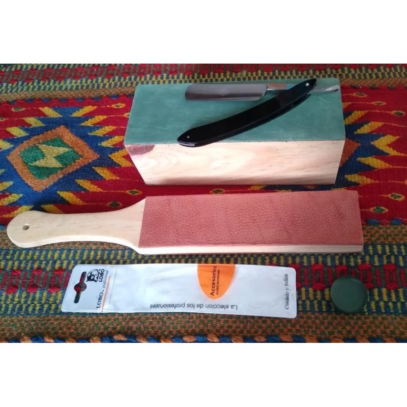 Navaja De Barbero Lobo Paquistaní,afilada+asentador Afilador