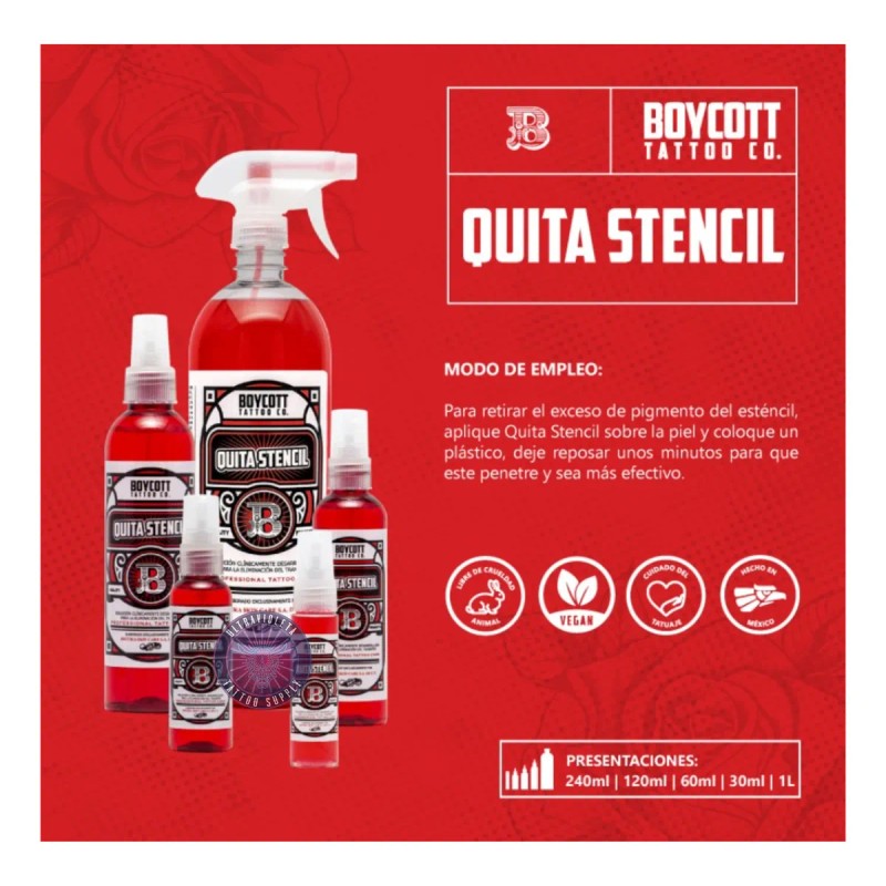 Quita Borra Stencil Devil Red Line Tattoo Boycott 120ml