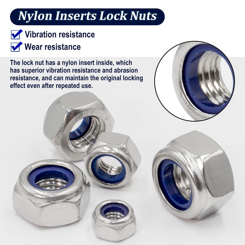 ZQZ 360 Pack Metric Hex Nuts & Locknuts Assortment Kit，M3