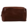 Oakridge Leather Mens Top Frame Washbag/Toiletry Bag - Cognac