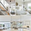 Phaosio Farmhouse Lantern Chandelier 4-Light, Industrial Brushed White Oak Ceiling