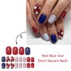 4th of July Press on Nails Short Square Fake Nails
