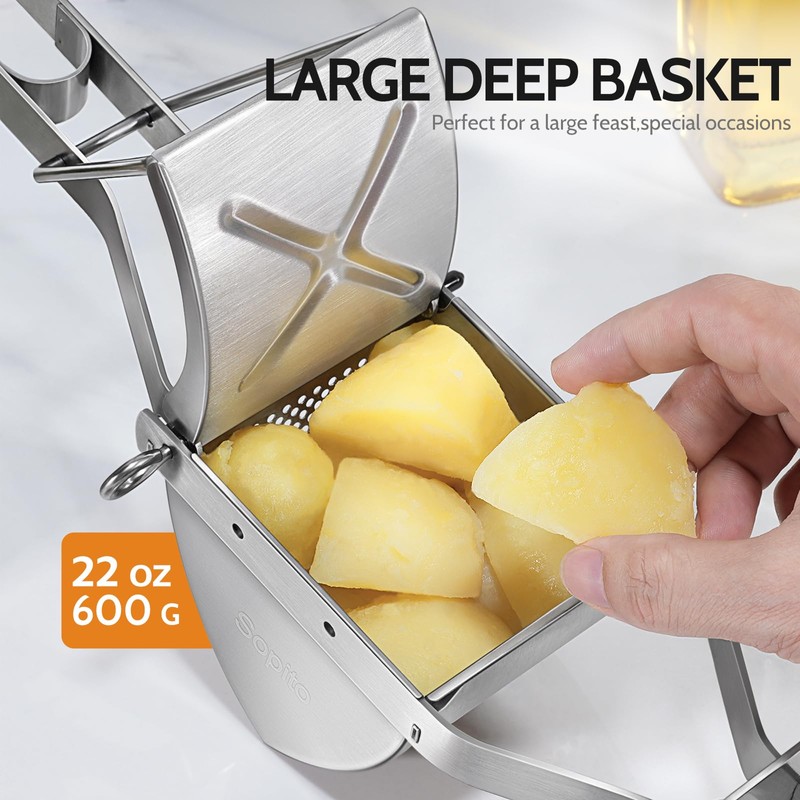 Potato Ricer, Stainless Steel Potato Masher for Commercial and Home