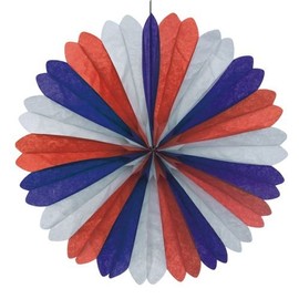 19380 - PAPSTAR - Dekofächer Ø 60 cm blau/Weiss/rot schwer entflammbar