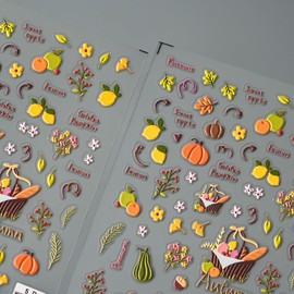 Autumn Nail Art Stickers Green Leaves Nail Stickers for Nail Art Thanksgiving Nail Art Yellow Lemon Fruit Design Decoration Fall Flowers Self-Adhesive DIY Nail Decals for Women Nail Supplies 1PCS