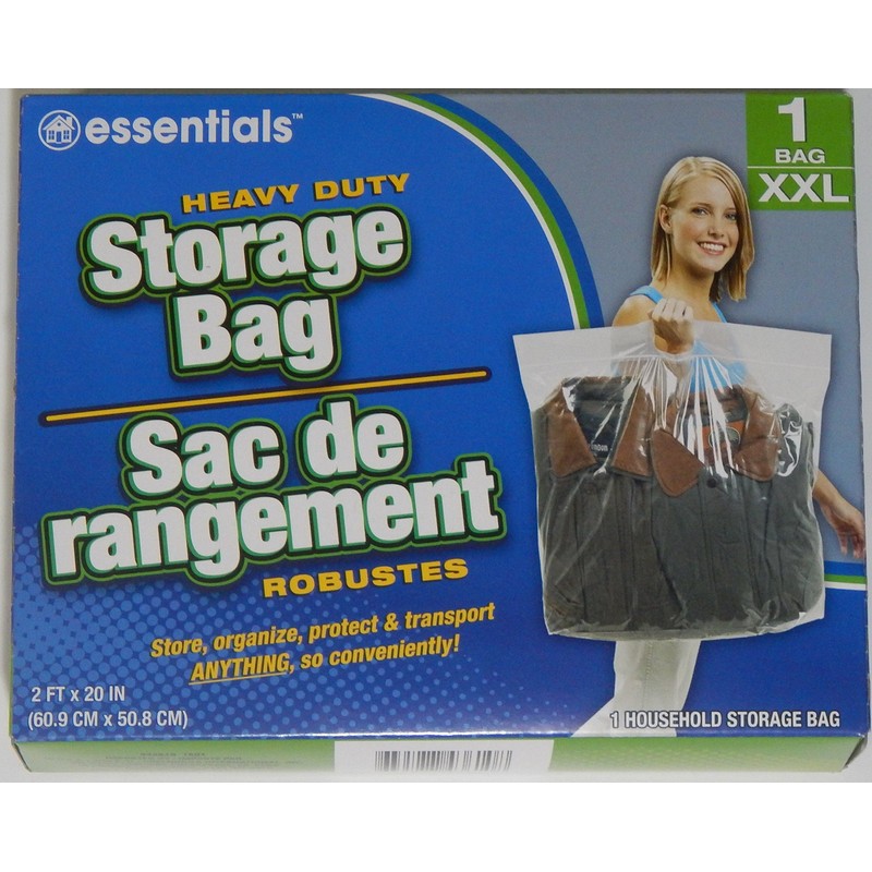 essentials(TM) Heavy Duty Clear Plastic Storage Bags w/ Zip-Lock &