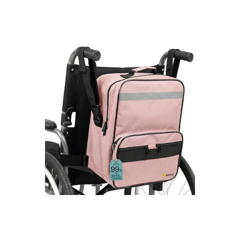 iMedic Deluxe Wheelchair Bag, Pink – Backpack for Back of