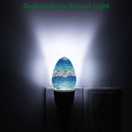 Uanvaha Blue Ocean Night Lights Plug into Wall Watercolor Sea Waves Nautical Coastal LED Dusk to Dawn Night Lamp Auto Sensor for Bedroom Bathroom Hallway Living Room