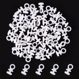 GORGECRAFT 1 Bag 200Pcs Curtain Hooks Plastic White Curtain Track Hook Smooth Wheel Rollers Curtain Rail Slider Hooks for Window Door Shower Bathroom