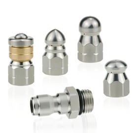 Napredak 4 Pieces Stainless Steel Sewer Jetter Nozzle Kit for Pressure Washer, 1/4 Quick Connect Hose Nozzle for Drain Cleaning, 5000 PSI