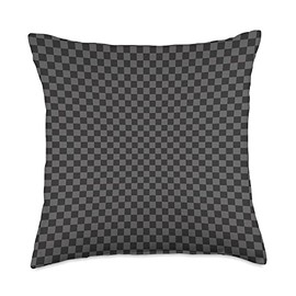Black and gray Classic Checkered Checkerboard Throw Pillow