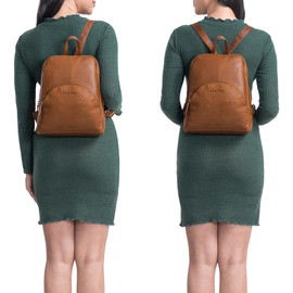 STILORD 'Josephine' Leather Backpack Women's Small Genuine Leather with Many Compartments Ideal as a Daypack City Backpack Daypack City Backpack and Backpack Hand Bag, Cognac - Brown, Rucksack