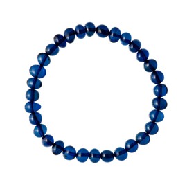 Amber by Mazukna - Blue Amber Bracelet for Women, 6.7inch Elegant Healing Gemstone Bracelet, Stylish Stretchable Beaded Bracelet for Adults, Certified Amber Jewelry