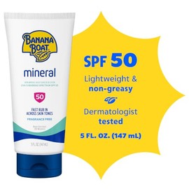 Banana Boat - Loción de protección solar mineral sensible SPF 50, 5 onzas líquidas